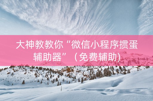 大神教教你“微信小程序掼蛋辅助器”（免费辅助)