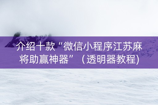 介绍十款“微信小程序江苏麻将助赢神器”（透明器教程)