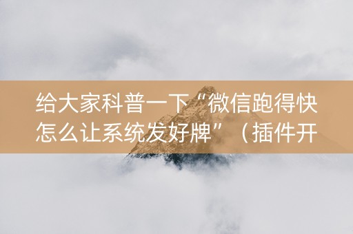 给大家科普一下“微信跑得快怎么让系统发好牌”（插件开挂免费AI)