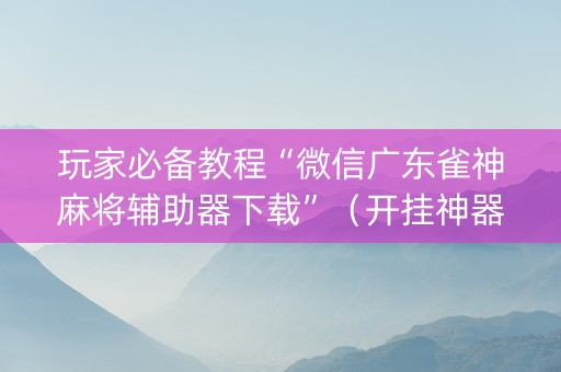 玩家必备教程“微信广东雀神麻将辅助器下载”（开挂神器下载)