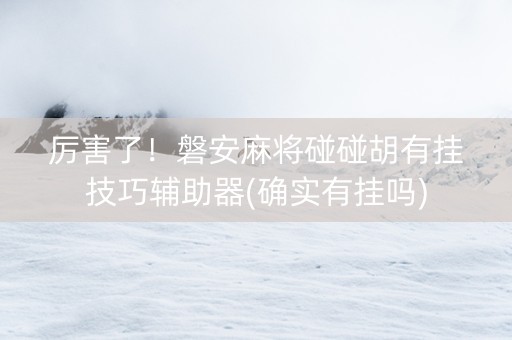 厉害了！磐安麻将碰碰胡有挂技巧辅助器(确实有挂吗)