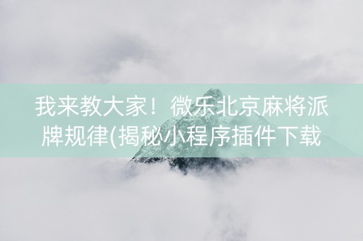 我来教大家！微乐北京麻将派牌规律(揭秘小程序插件下载)