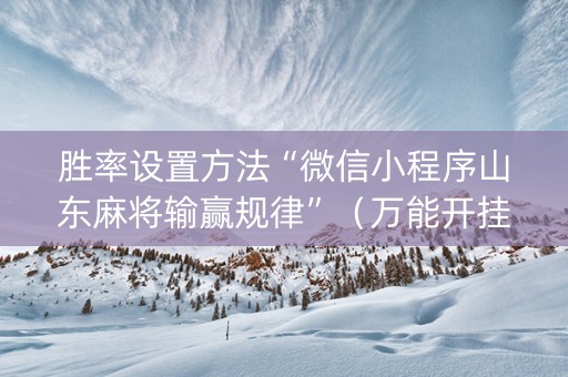 胜率设置方法“微信小程序山东麻将输赢规律”（万能开挂器)