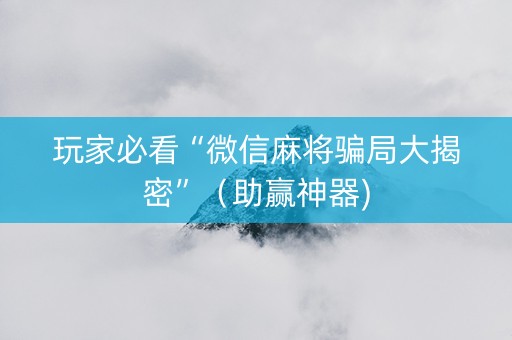 玩家必看“微信麻将骗局大揭密”（助赢神器)