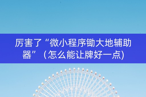 厉害了“微小程序锄大地辅助器”（怎么能让牌好一点)