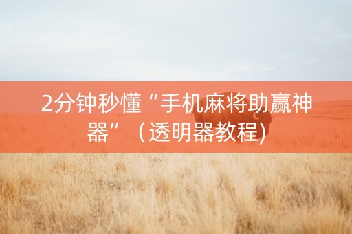 2分钟秒懂“手机麻将助赢神器”（透明器教程)