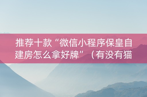 推荐十款“微信小程序保皇自建房怎么拿好牌”（有没有猫腻)