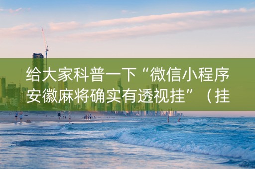 给大家科普一下“微信小程序安徽麻将确实有透视挂”（挂件神器)