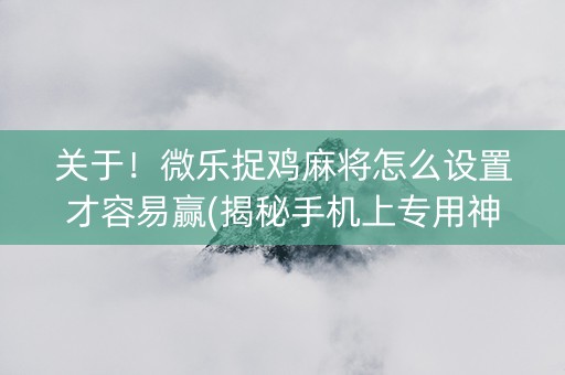 关于！微乐捉鸡麻将怎么设置才容易赢(揭秘手机上专用神器)