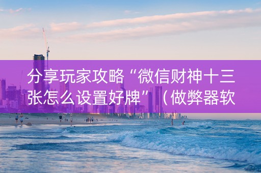 分享玩家攻略“微信财神十三张怎么设置好牌”（做弊器软件下载)