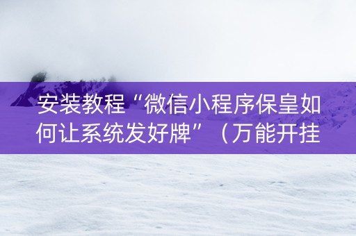 安装教程“微信小程序保皇如何让系统发好牌”（万能开挂神器)