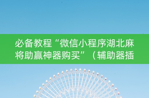 必备教程“微信小程序湖北麻将助赢神器购买”（辅助器插件)