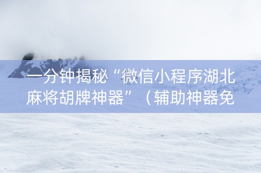 一分钟揭秘“微信小程序湖北麻将胡牌神器”（辅助神器免费)
