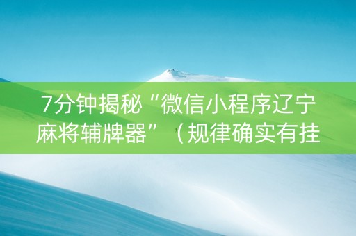 7分钟揭秘“微信小程序辽宁麻将辅牌器”（规律确实有挂)