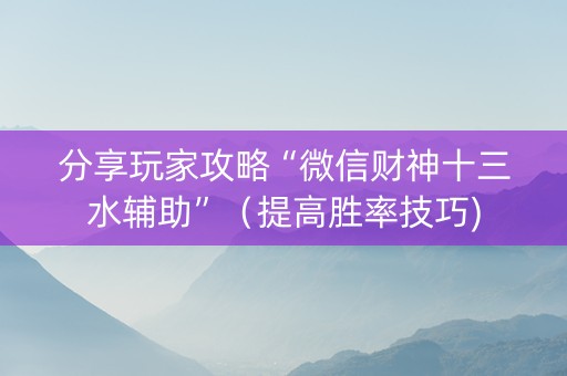分享玩家攻略“微信财神十三水辅助”（提高胜率技巧)
