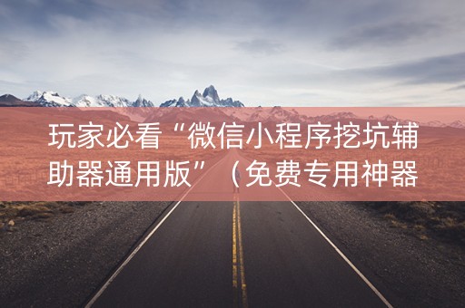 玩家必看“微信小程序挖坑辅助器通用版”（免费专用神器)
