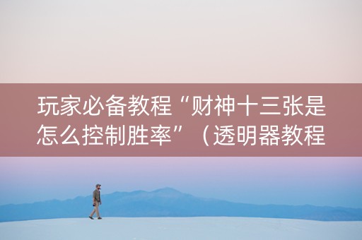玩家必备教程“财神十三张是怎么控制胜率”（透明器教程)
