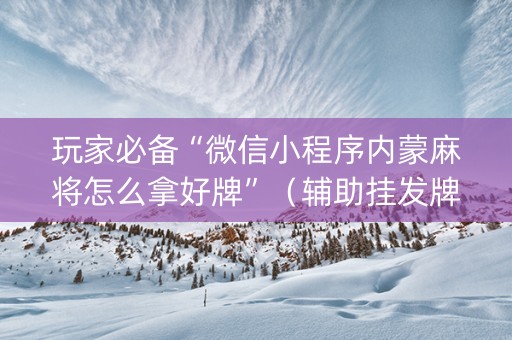 玩家必备“微信小程序内蒙麻将怎么拿好牌”（辅助挂发牌规律)