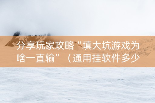 分享玩家攻略“填大坑游戏为啥一直输”（通用挂软件多少钱)