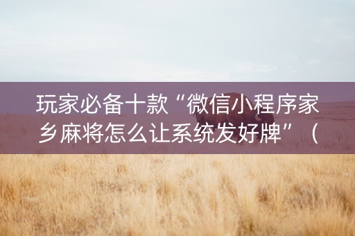 玩家必备十款“微信小程序家乡麻将怎么让系统发好牌”（开挂神器下载)