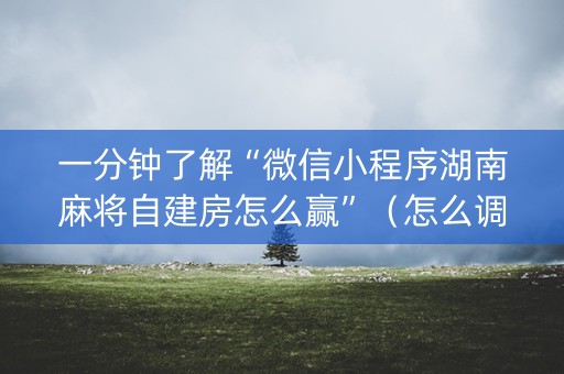 一分钟了解“微信小程序湖南麻将自建房怎么赢”（怎么调胜率)