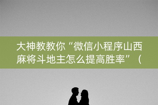 大神教教你“微信小程序山西麻将斗地主怎么提高胜率”（开挂辅助脚本)