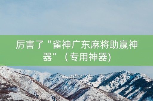 厉害了“雀神广东麻将助赢神器”（专用神器)