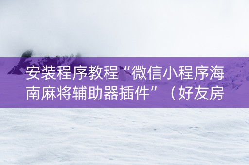 安装程序教程“微信小程序海南麻将辅助器插件”（好友房怎么才能赢)