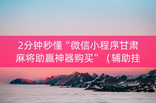 2分钟秒懂“微信小程序甘肃麻将助赢神器购买”（辅助挂发牌规律)
