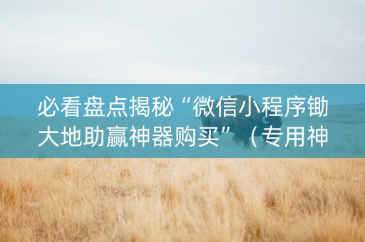 必看盘点揭秘“微信小程序锄大地助赢神器购买”（专用神器下载)