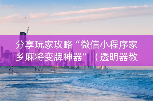 分享玩家攻略“微信小程序家乡麻将变牌神器”（透明器教程)