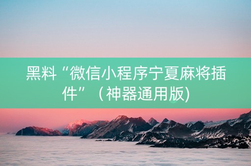 黑料“微信小程序宁夏麻将插件”（神器通用版)