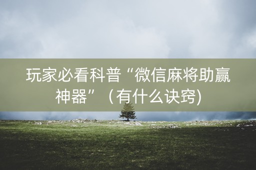 玩家必看科普“微信麻将助赢神器”（有什么诀窍)