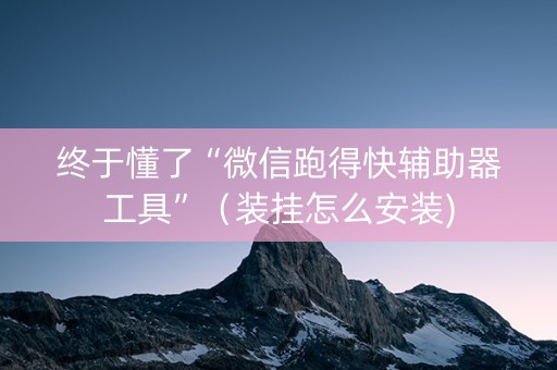 终于懂了“微信跑得快辅助器工具”（装挂怎么安装)