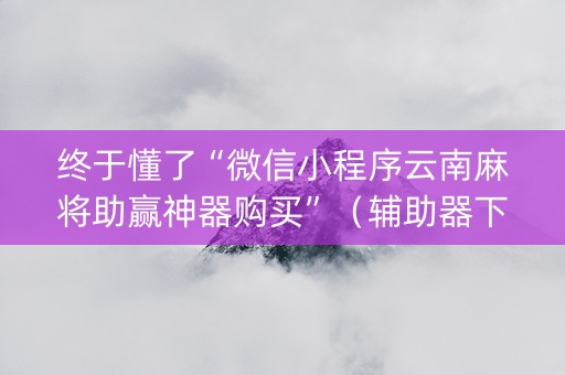 终于懂了“微信小程序云南麻将助赢神器购买”（辅助器下载)
