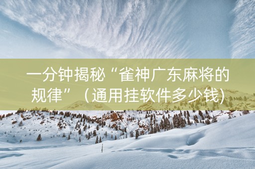 一分钟揭秘“雀神广东麻将的规律”（通用挂软件多少钱)