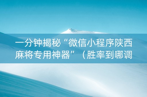 一分钟揭秘“微信小程序陕西麻将专用神器”（胜率到哪调)