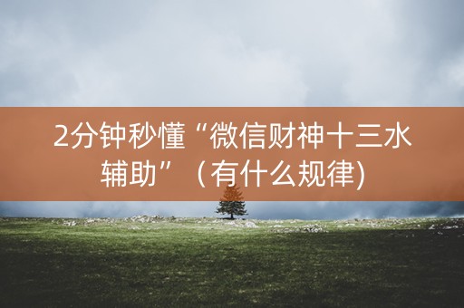 2分钟秒懂“微信财神十三水辅助”（有什么规律)