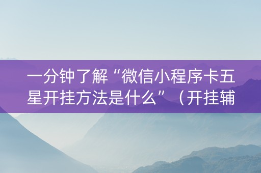 一分钟了解“微信小程序卡五星开挂方法是什么”（开挂辅助器脚本)