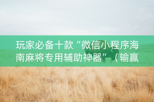 玩家必备十款“微信小程序海南麻将专用辅助神器”（输赢有什么规律)