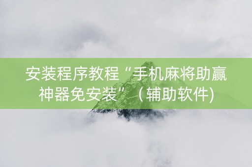 安装程序教程“手机麻将助赢神器免安装”（辅助软件)