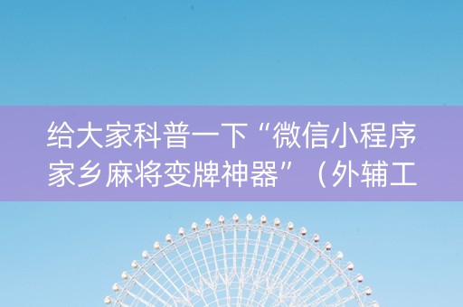给大家科普一下“微信小程序家乡麻将变牌神器”（外辅工具)