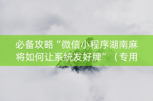 必备攻略“微信小程序湖南麻将如何让系统发好牌”（专用神器)