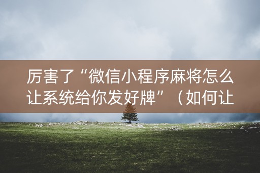 厉害了“微信小程序麻将怎么让系统给你发好牌”（如何让系统发好牌)