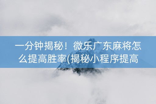 一分钟揭秘！微乐广东麻将怎么提高胜率(揭秘小程序提高胜率)