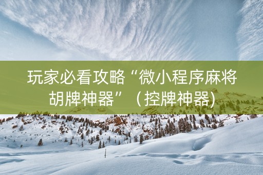 玩家必看攻略“微小程序麻将胡牌神器”（控牌神器)