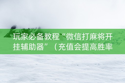 玩家必备教程“微信打麻将开挂辅助器”（充值会提高胜率么)