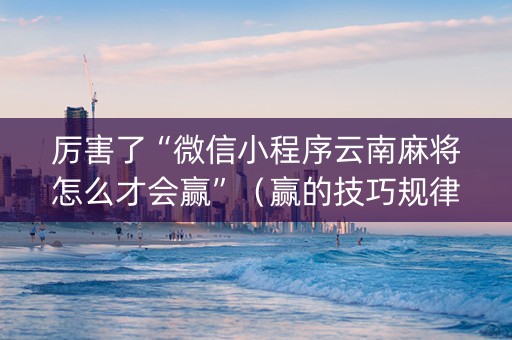 厉害了“微信小程序云南麻将怎么才会赢”（赢的技巧规律)