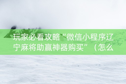 玩家必看攻略“微信小程序辽宁麻将助赢神器购买”（怎么才会赢)