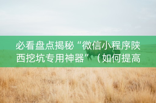 必看盘点揭秘“微信小程序陕西挖坑专用神器”（如何提高胜率)